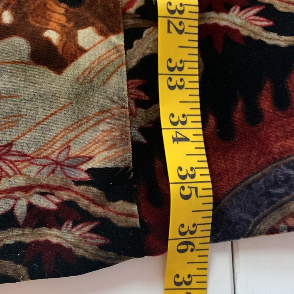 SOLD- Clio II Tapestry Peacock Floral Button Down Collar Velour Jacket Vintage - Picture 15 of 16